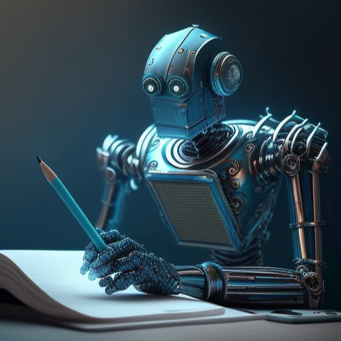 Roboter lernt mit einem Buch