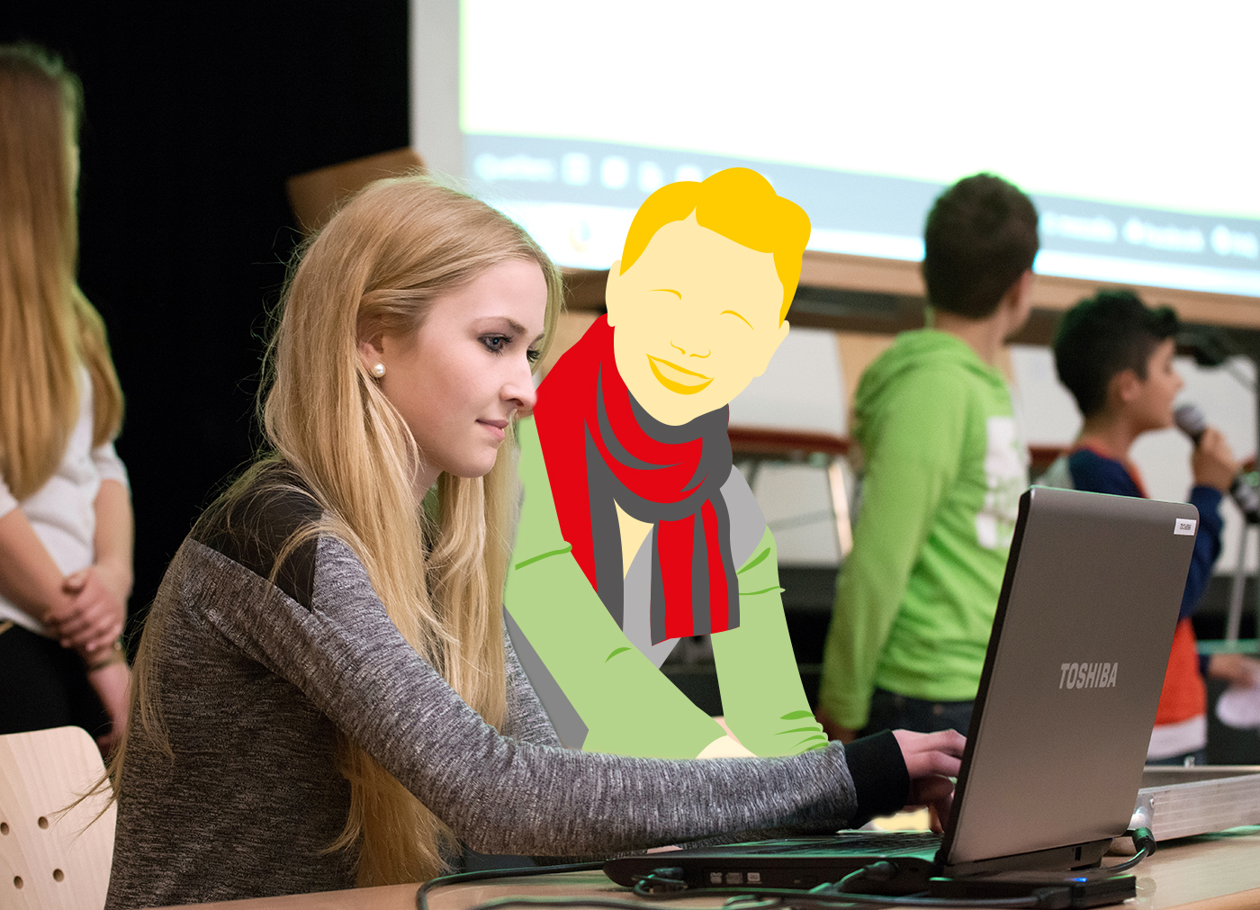 Kinder präsentieren ein Schulprojekt